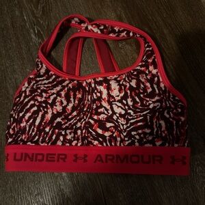 Under Armour Red and Black Patterned Sports Bra